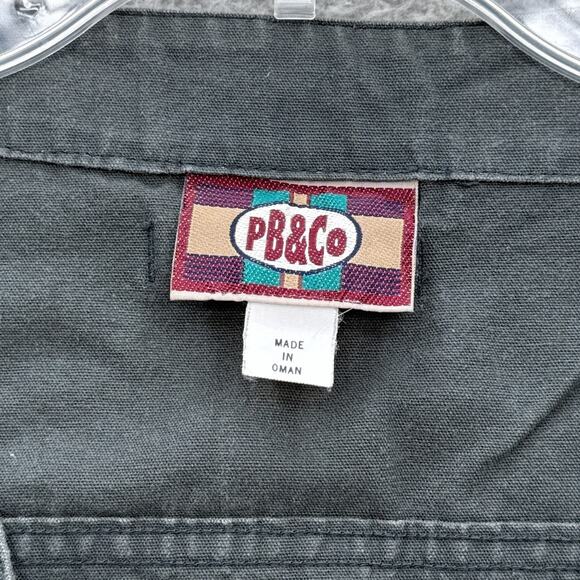 Vintage PB & Co Hunting Vest Mens Large Green Gray Button Up Hook & Loop Pockets - Picture 2 of 7